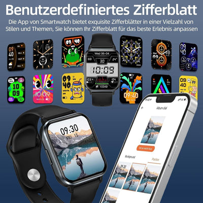 Gardien Smartwatch Damen Herren mit Telefonfunktion, 1.83’’ Fitness Armbanduhr F