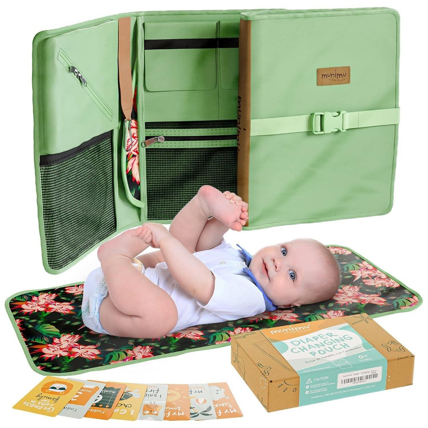 munimi stylische Wickeltasche mit Wickelunterlage
