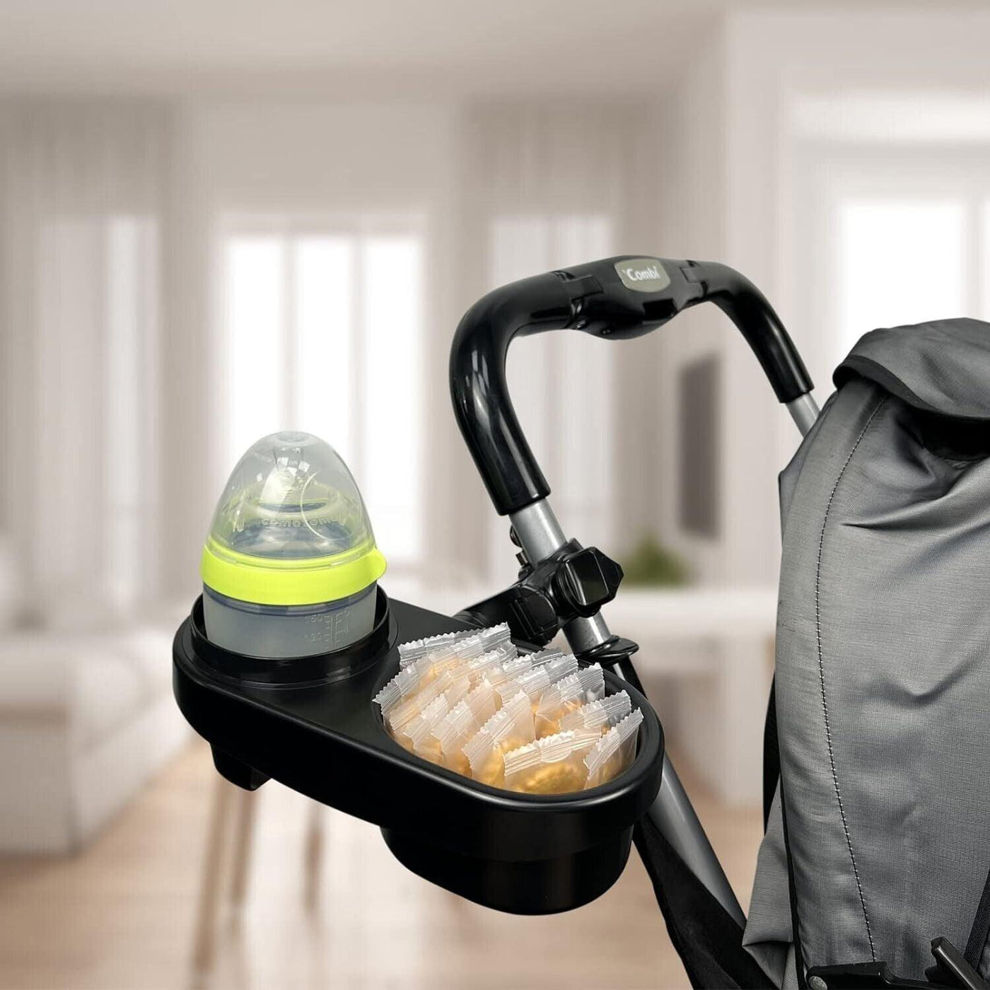 Ivtivfu Getränkehalter Kinderwagen Zubehör (2 in 1, mit Snackablage), Rollstuhl