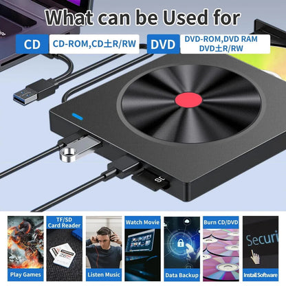 Externes-CD/DVD Laufwerk USB 3.0 +Type C Brenner Player Für&PC&Laptop (2)