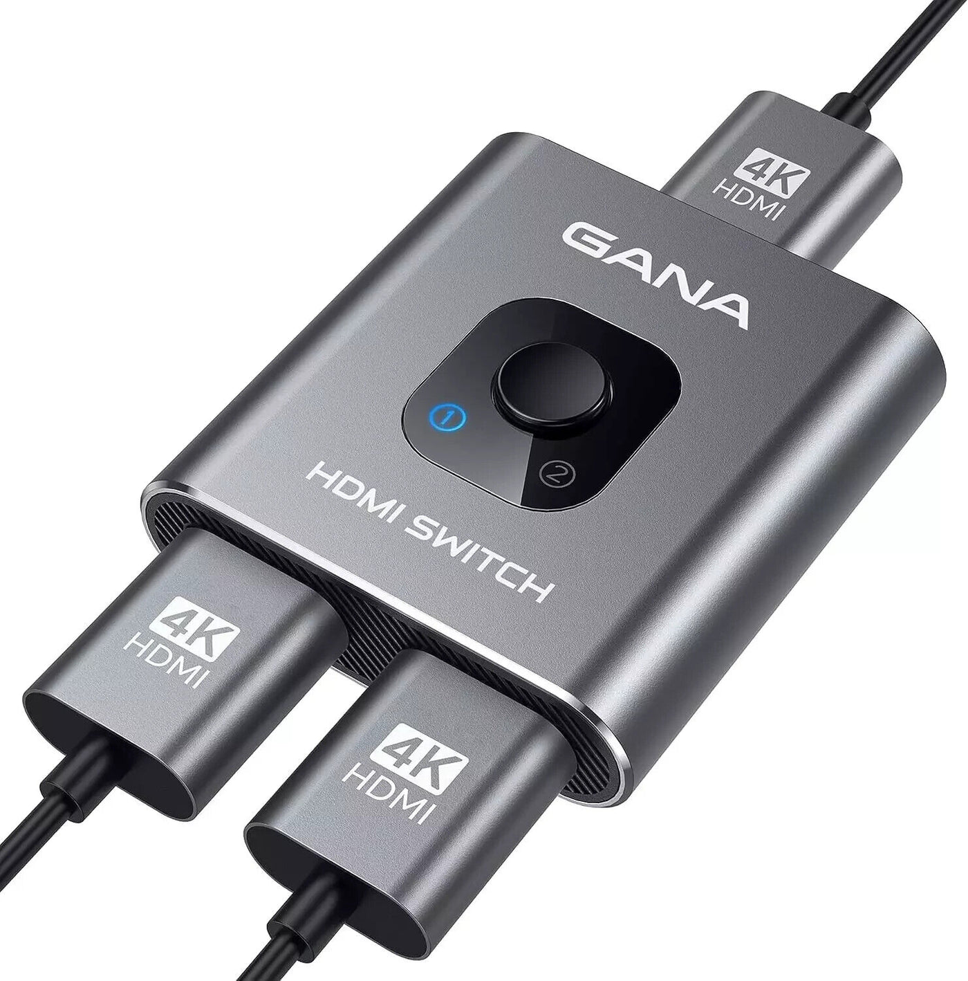 Gana HDMI Splitter HDMI Switch 4K@60Hz Aluminium Bidirektional HDMI Switch 2 in