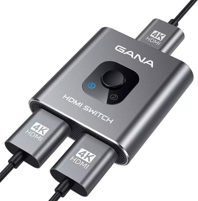 Gana HDMI Splitter HDMI Switch 4K@60Hz Aluminium Bidirektional HDMI Switch 2 in