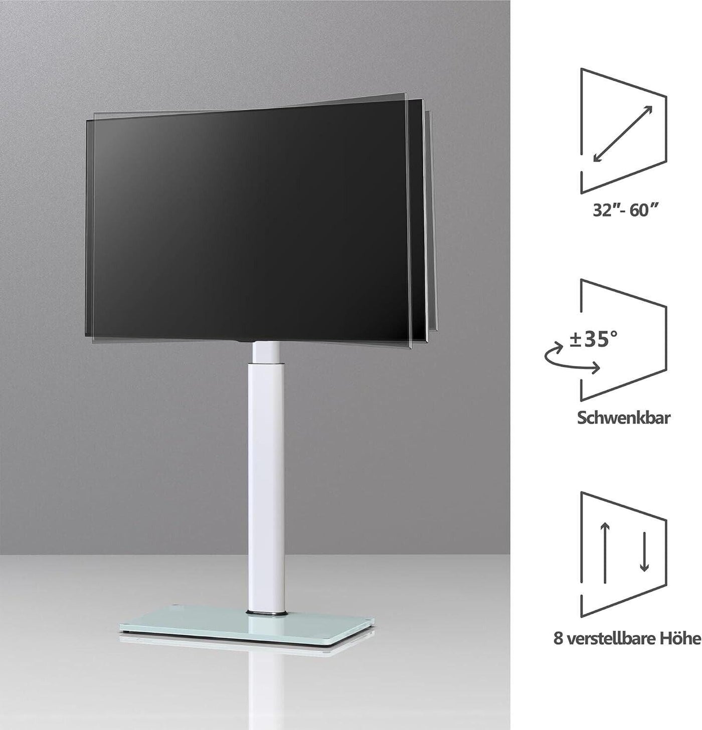 FITUEYES Weißer TV Ständer Bodenständer höhenverstellbar schwenkbar 32-60" 30kg