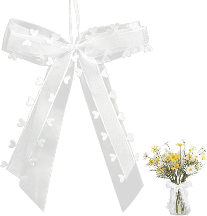 20 Stück Autoschleifen Antennenschleifen Weiß,Schleifen Hochzeit,Hochzeit Deko S