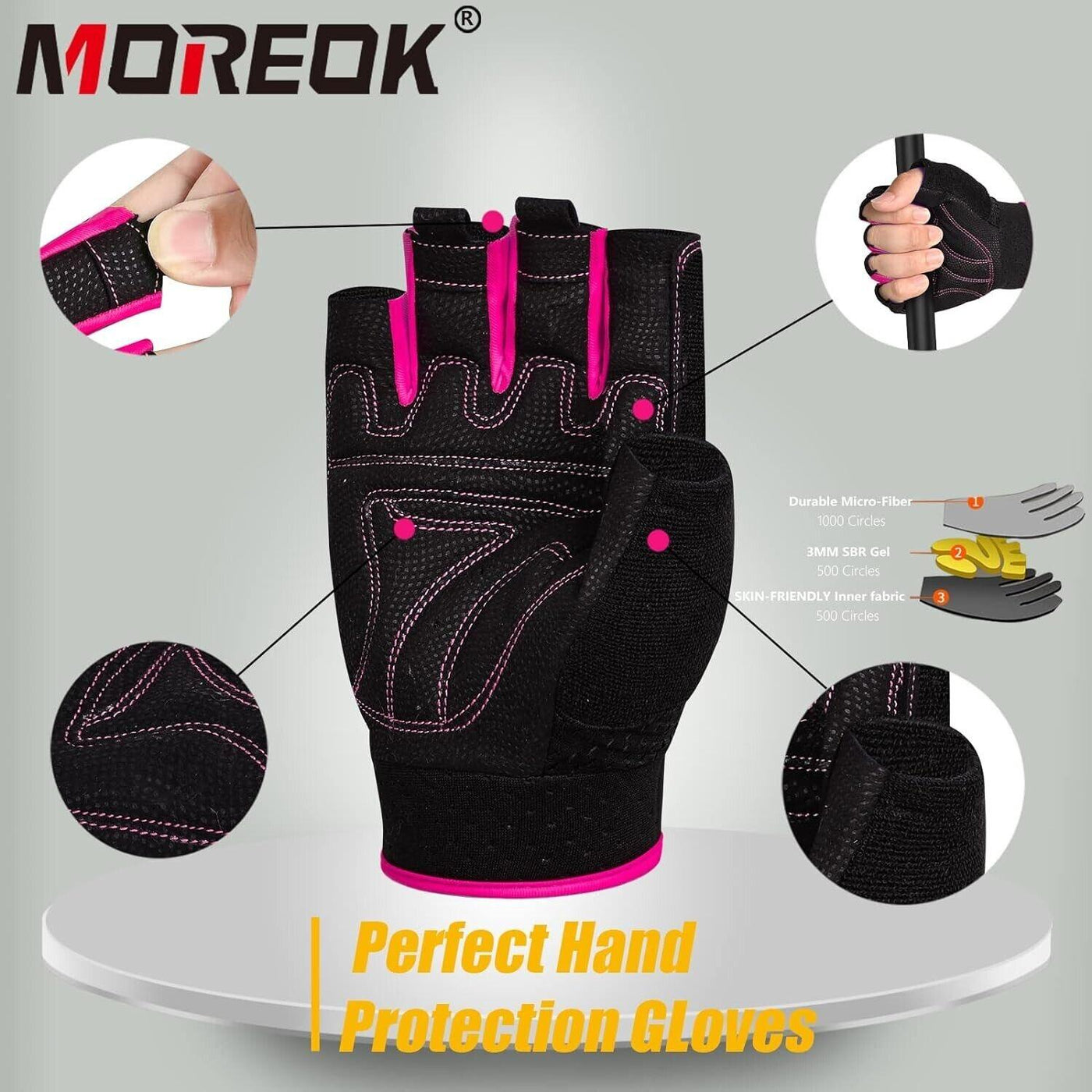 MOREOK Gewichtheber Handschuhe Workout Handschuhe - L