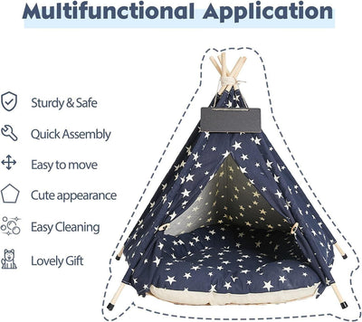 NUKied Tipi Zelt Haustiere Kissen Abnehmbar & Waschbar 51x51x61cm