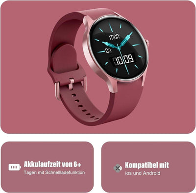 BingoFit Smartwatch Damen mit Telefonfunktion,1,43'' AMOLED Touchscreen Fitnessu