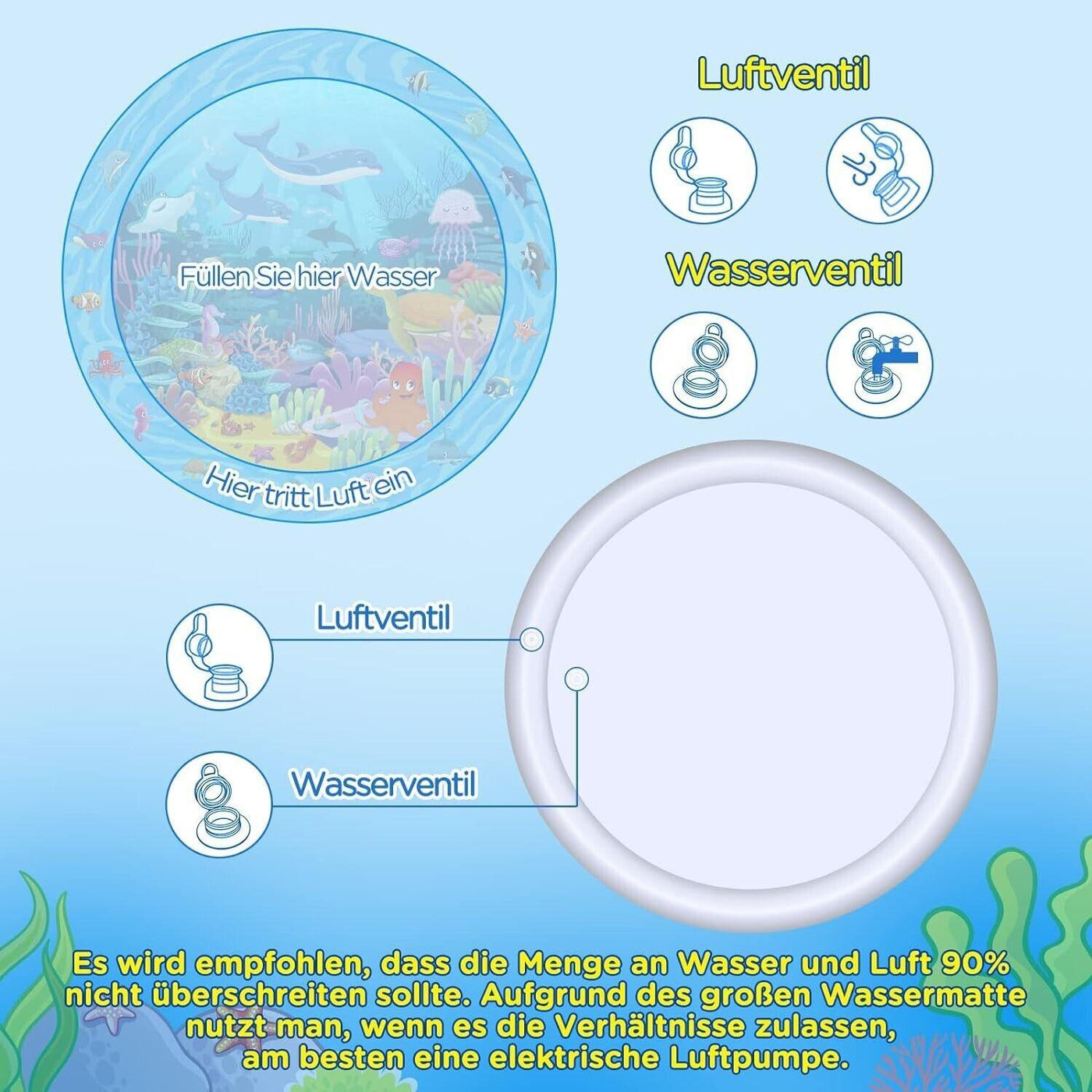 Dusor - Wassermatte Baby, Baby Spielzeug 3 6 9 Monate, Spielmatte Baby