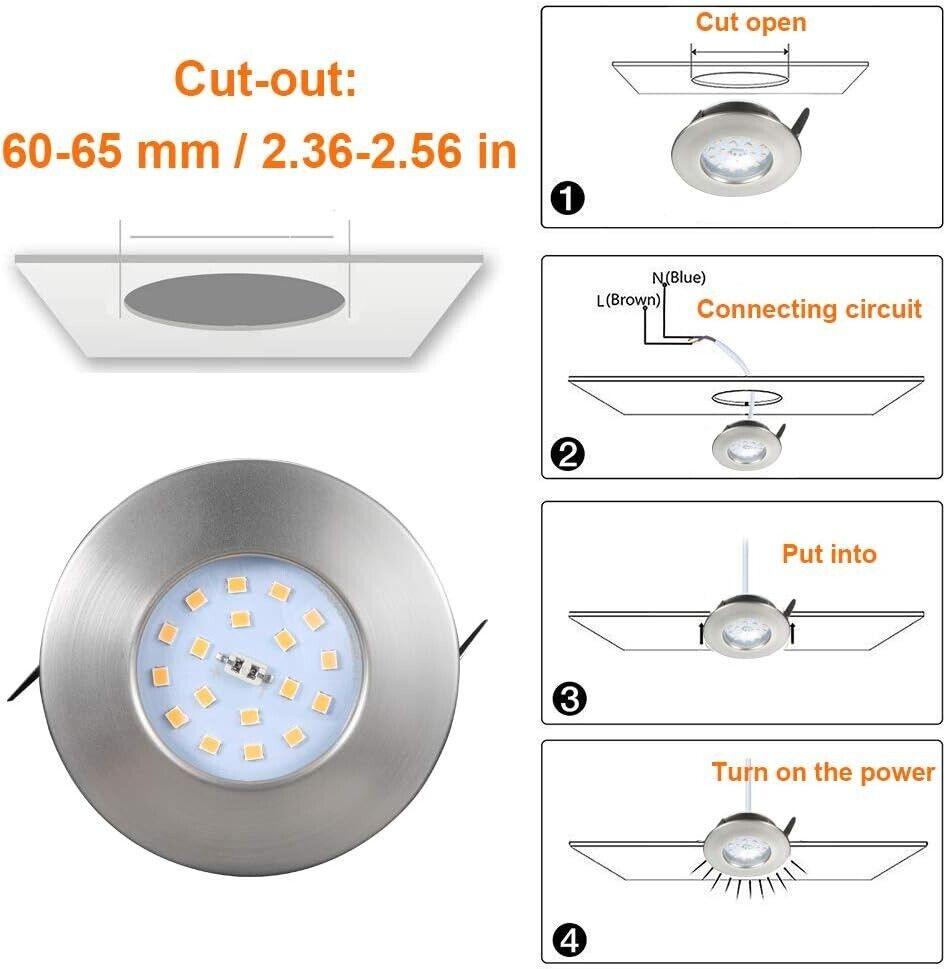 Kimjo LED Einbaustrahler Ultra Flach 5W Warmweiss 3000K 10Stck