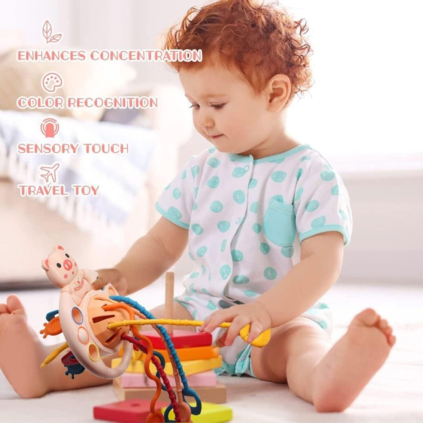 Montessori Spielzeug ab 1 Jahr, Sensorisches Babyspielzeug,(Bär Motiv)