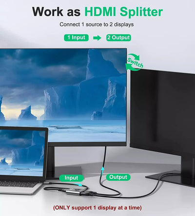 Gana HDMI Splitter HDMI Switch 4K@60Hz Aluminium Bidirektional HDMI Switch 2 in