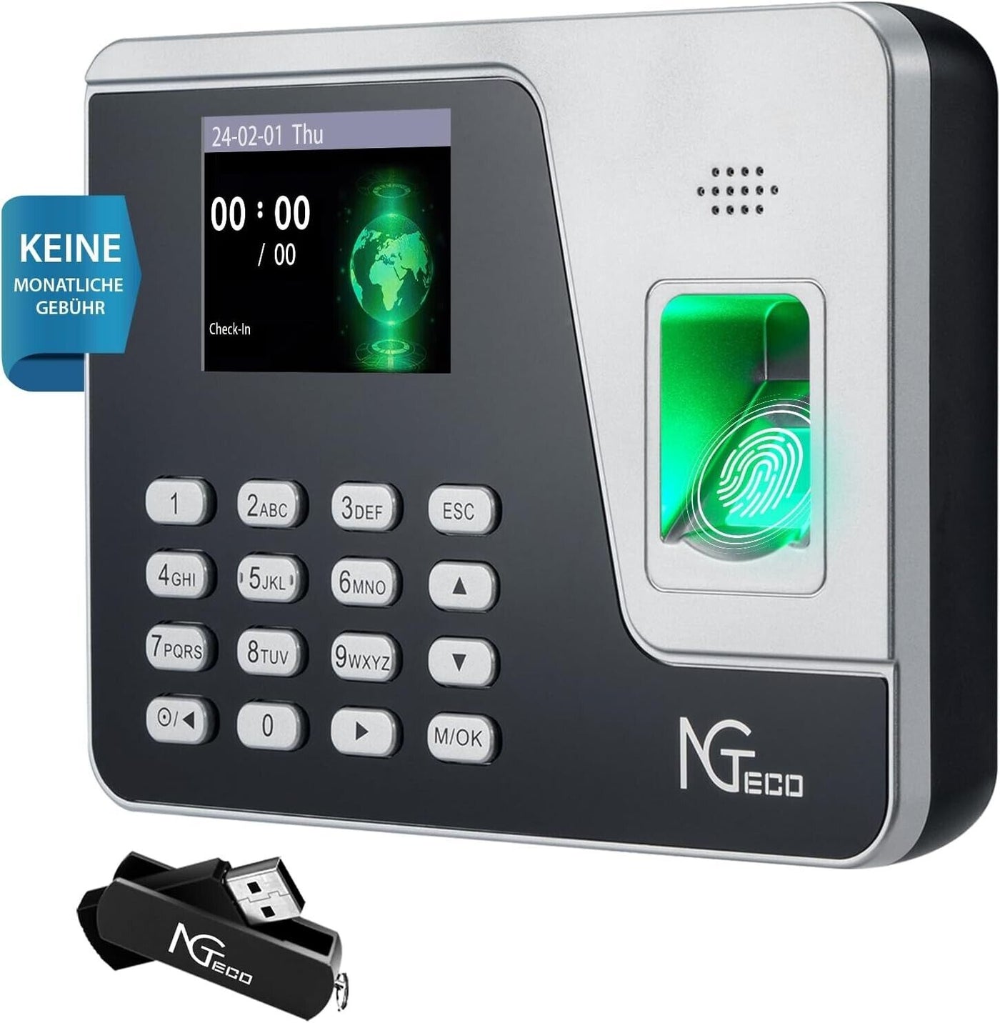 NGTeco AS10 - Zeiterfassung für Kleinbetriebe Kein Netzwerk Erforderlich,