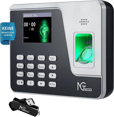 NGTeco AS10 - Zeiterfassung für Kleinbetriebe Kein Netzwerk Erforderlich,
