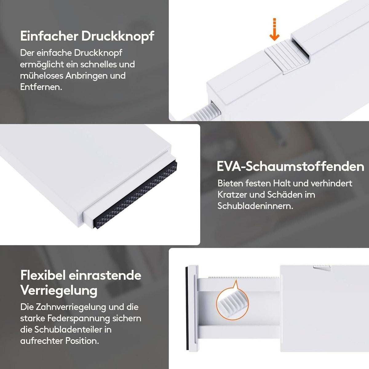 Lifewit 5er-Set Schubladenteiler aus Kunststoff (28-44,5 cm), verstellbarer Schu