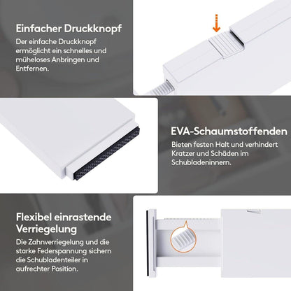 Lifewit 5er-Set Schubladenteiler aus Kunststoff (28-44,5 cm), verstellbarer Schu