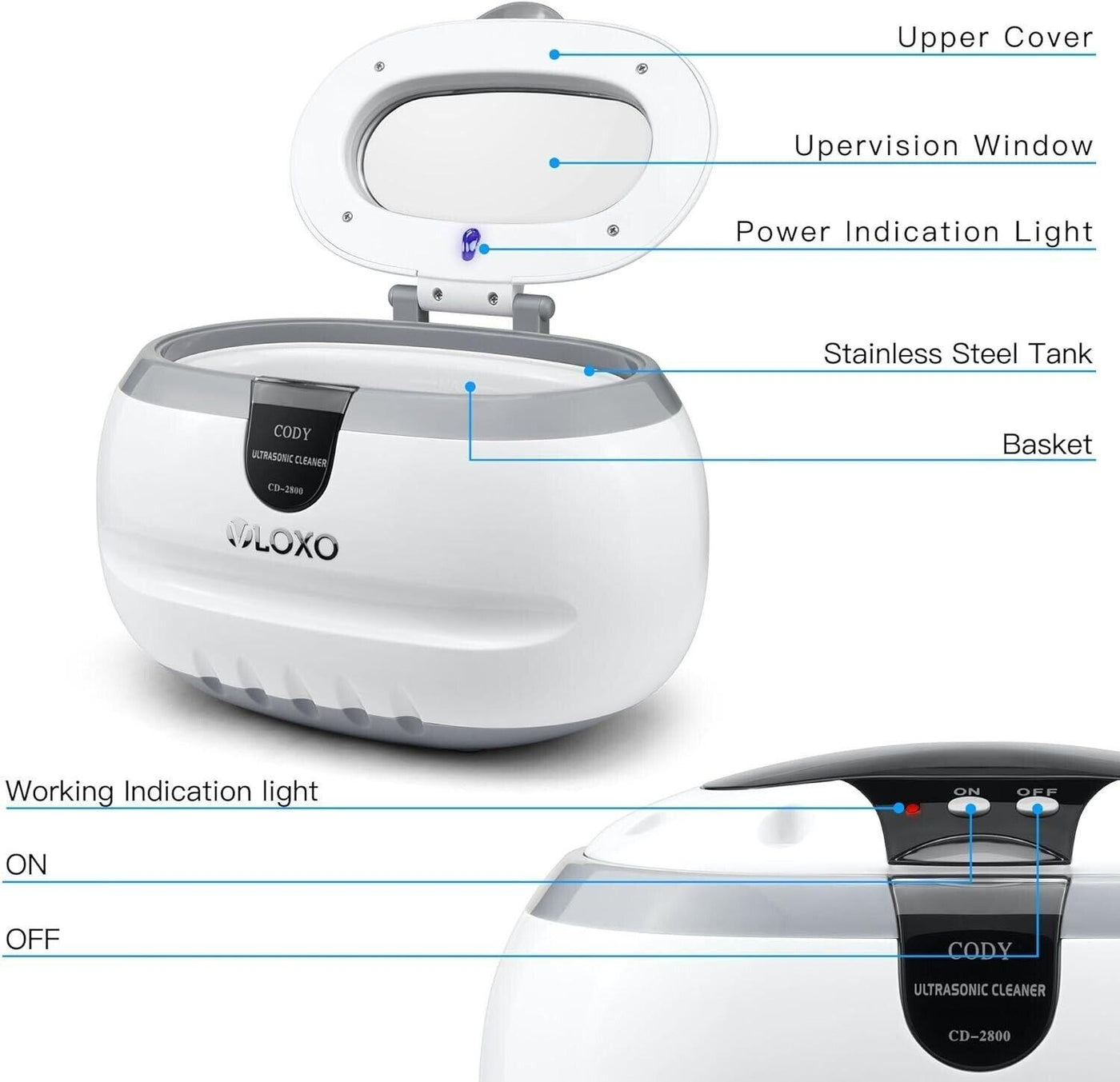 VLOXO Ultraschallreinigungsgerät 50W Brillenreinigungsgerät für Zahnprothesen S