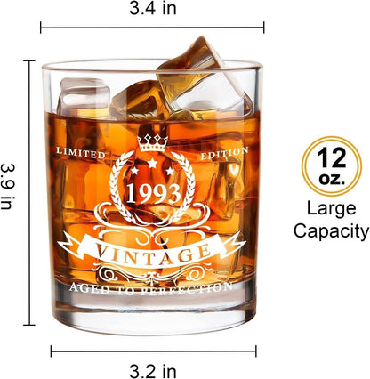 LIGHTEN LIFE 31 Geburtstagsgeschenke für Männer,1993 Whiskyglas in wertvoller Ho
