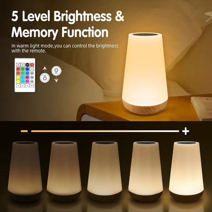 LED Nachttischlampe Nachtlicht Touch RGB mit 13 Farben 5 Helligkeitsstufen (A3)