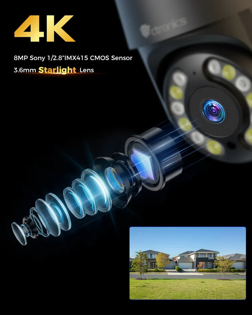 Ctronics 640-M12B - 4K 8MP PTZ IP kamera WLAN 2,4/5GHz, Personen-/Fahrzeug-/