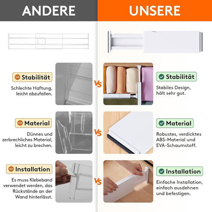 Lifewit 5er-Set Schubladenteiler aus Kunststoff (28-44,5 cm), verstellbarer Schu