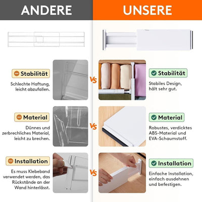 Lifewit 5er-Set Schubladenteiler aus Kunststoff (28-44,5 cm), verstellbarer Schu