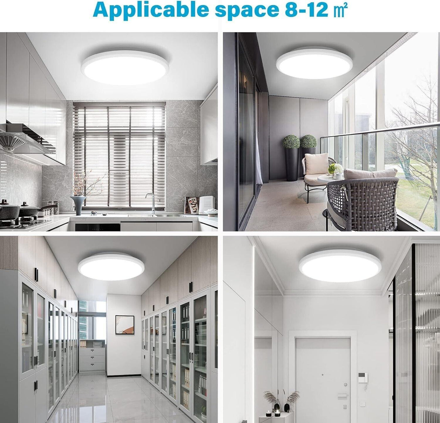 JONMONSM Led Deckenleuchte Flach 25W IP54 Wasserfest, Ø30cm 2000LM 6500k Rund