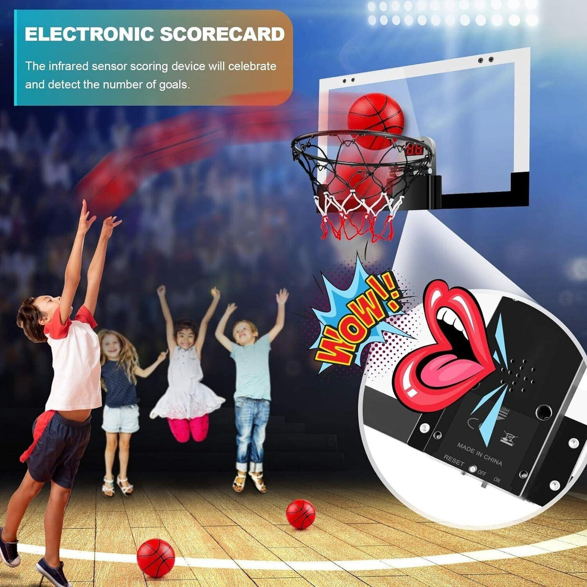 Indoor-Basketballkorb, Ventilator-Rückwände für Jugendliche und Erwachsene, Tür