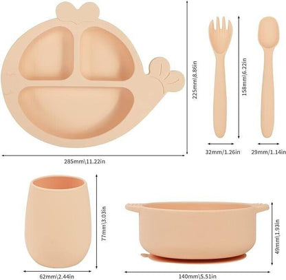 My Little Nursery Babygeschirr-Set, 5-teilig, beige, Teller, 3 Fächer, Tasse, Sc