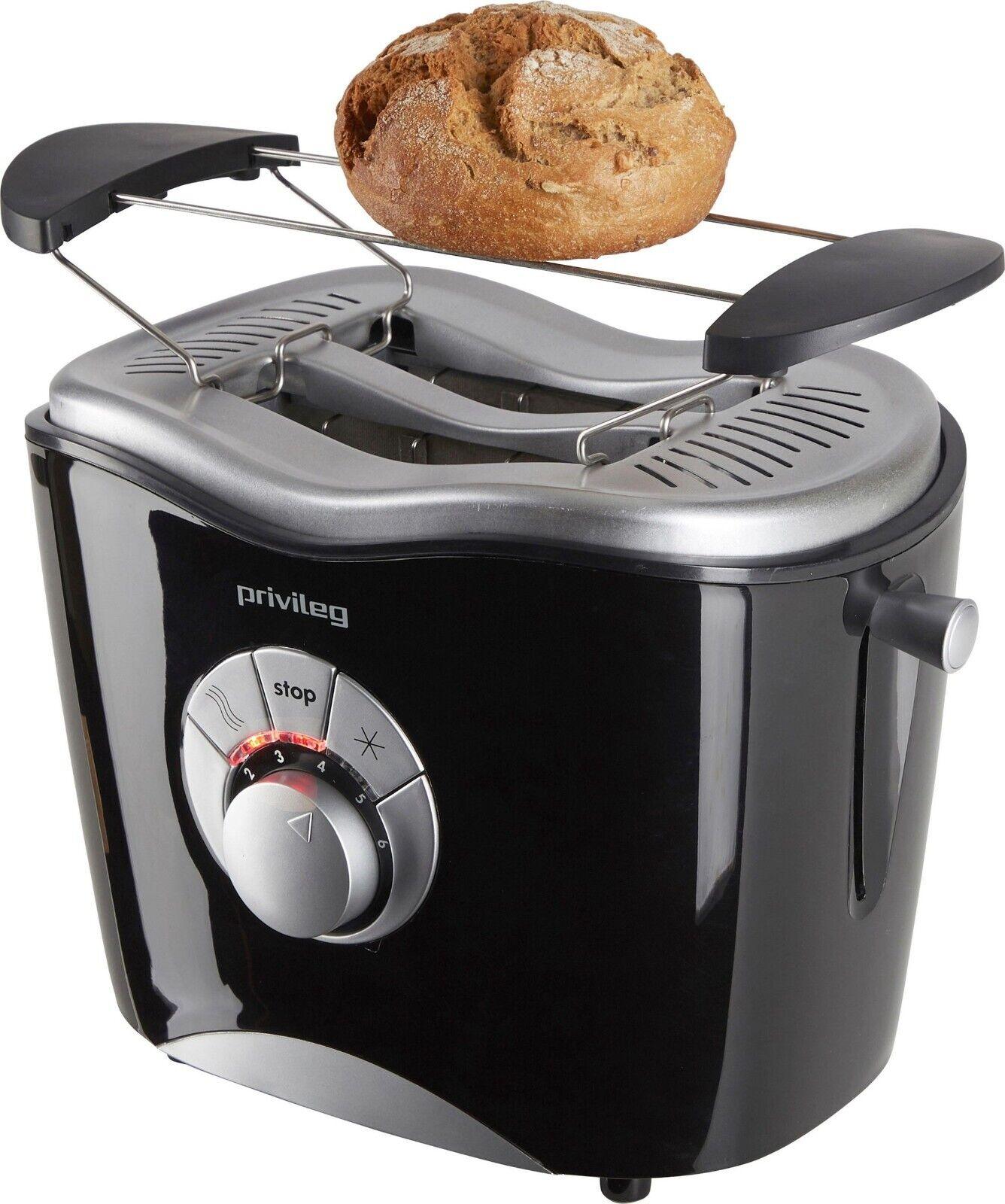 Privileg Toaster 568811, 2 kurze Schlitze, für 2 Scheiben, 860 W, schwarz