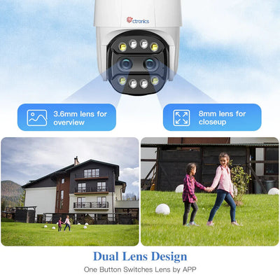 Ctronics 760c - 6-fach Hybrid-Zoom-Überwachungskamera für den Außenbereich(E1)