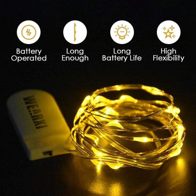 WEARXI Lichterkette Batterie, 10 Stück 2M 20 Mini LED Lichterkette Mit Batterie,