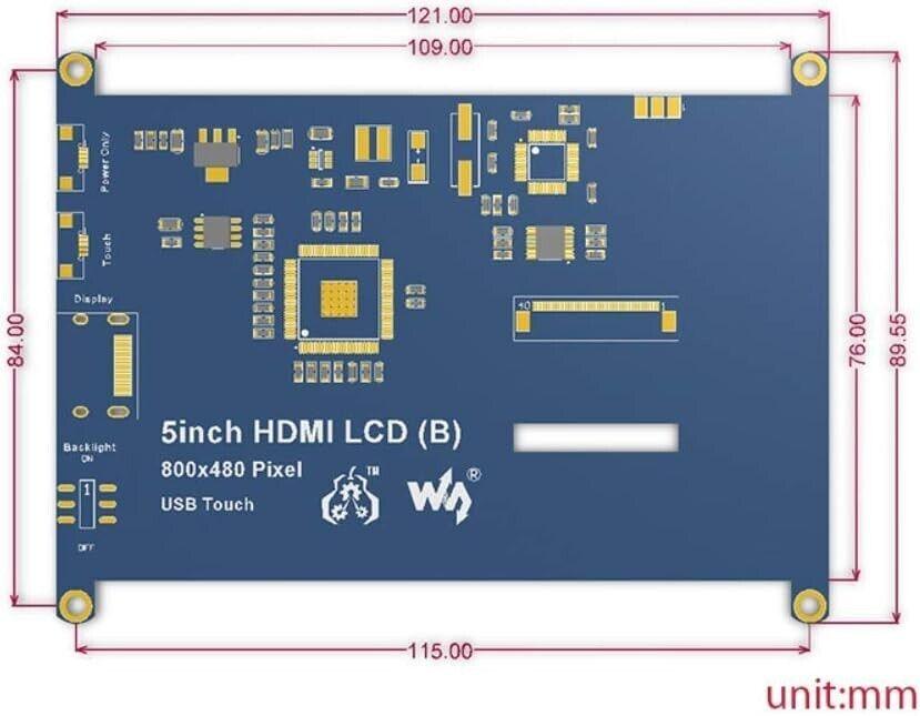 5 inch TFT LCD B Resistive Touch Display Screen 800x480 Monitor HDMI USB Interfa