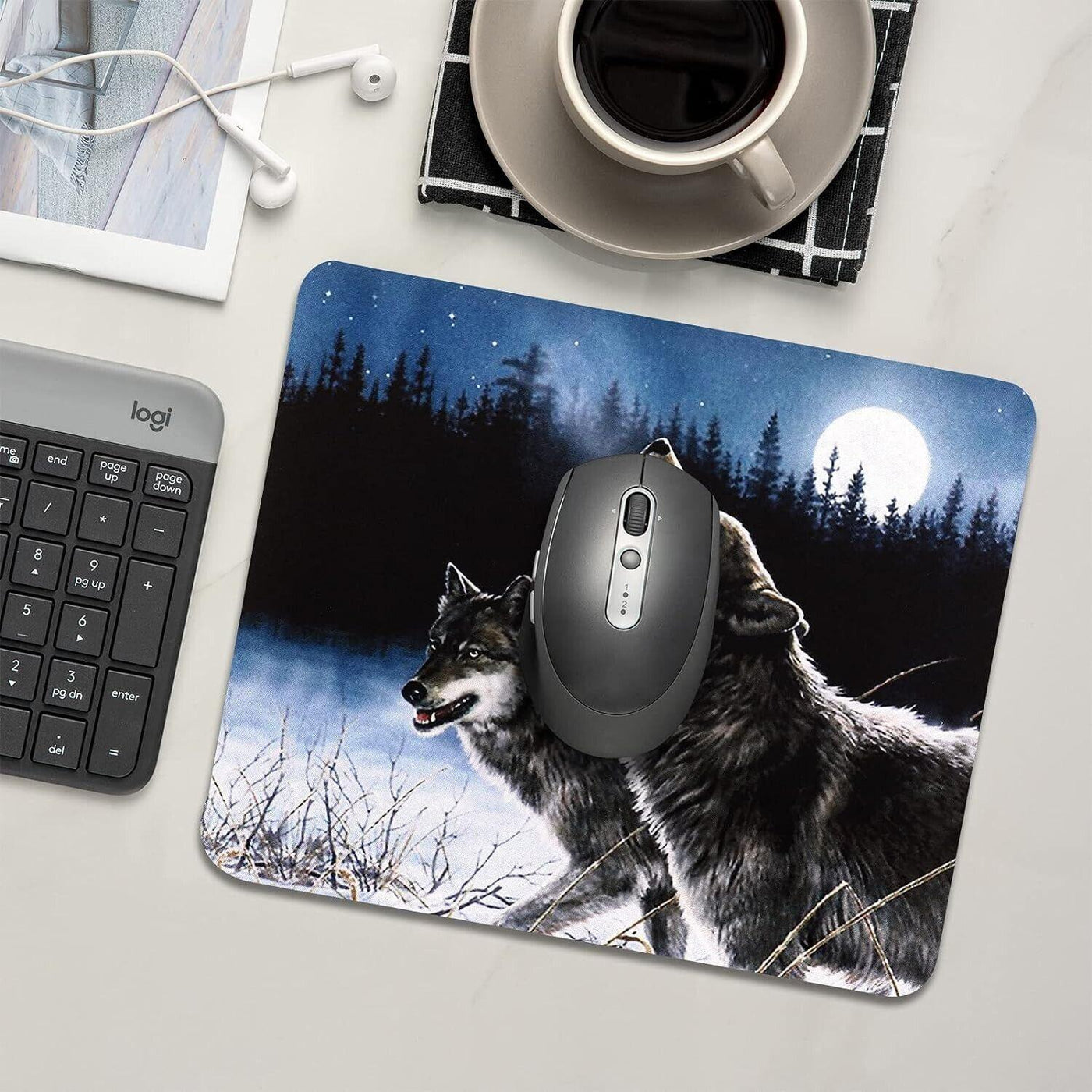 CHUQING Mauspad Wolf Mousepad klein Mouse Pad mit Motiv für Büro und Gaming Maus