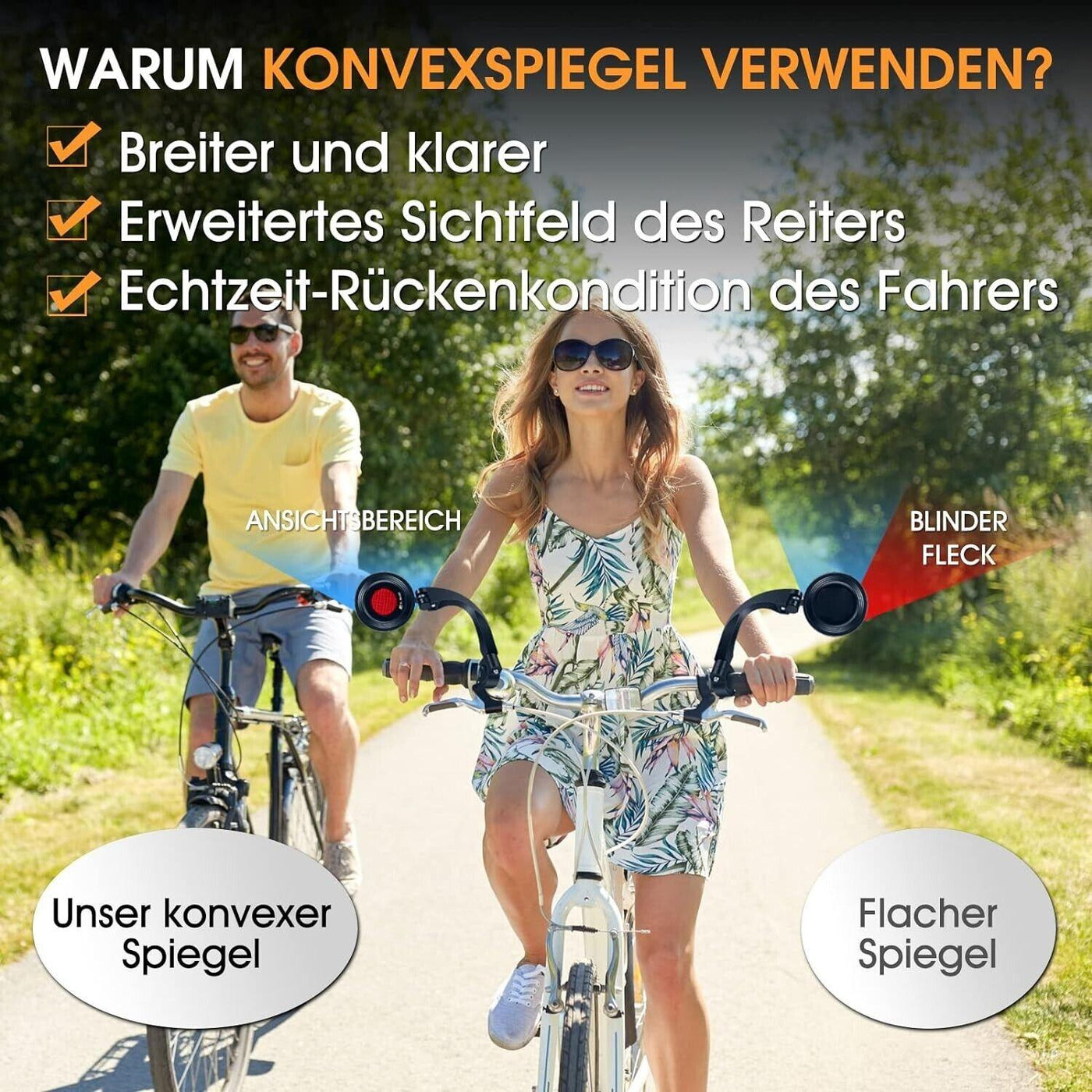 CYCLESPEED Fahrradspiegel für Lenker 18-26MM, HD 360 Grad Drehbar Sicherer Fahrr