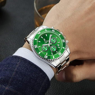CZOKA Herrenuhr Herren Chronograph Edelstahl Wasserdicht Uhr Herren -Grün