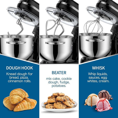 Vospeed Küchenmaschine Knetmaschine Backen, 1500W, 6,2l, 10 Geschwindigkeiten