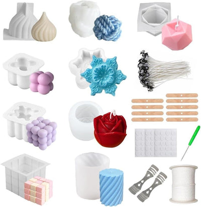 9 Stück Kerzen Gießform,Kerzenform Silikon Rund,Silikonform Für Kerzen,DIY Silik