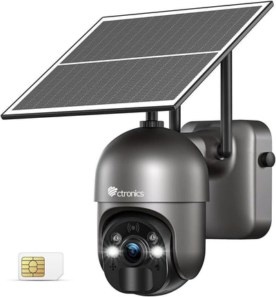 ctronics S20 4G LTE Überwachungskamera mit SIM Karte Aussen, 2K 3MP PTZ Solar