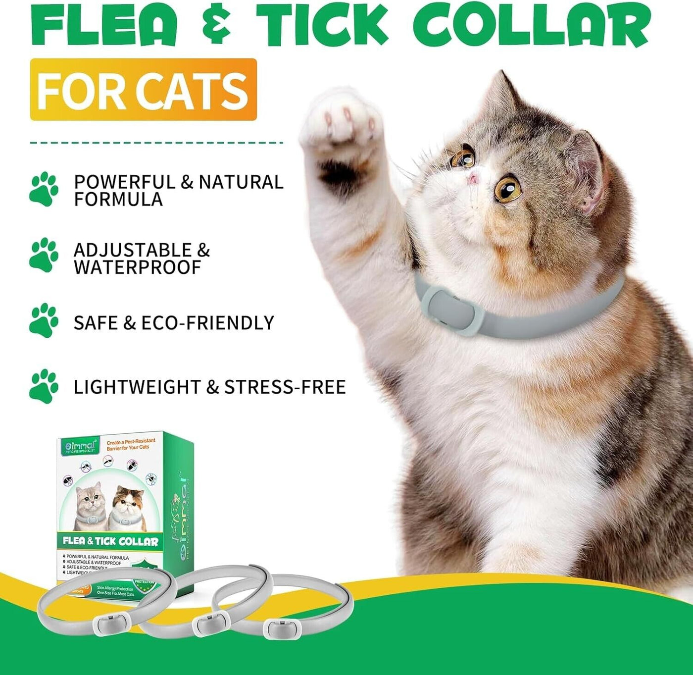 Zecken-Flohband Katze, Flohhalsband für Katzen 4Pcs, 24 Monate lang wirksamer Sc