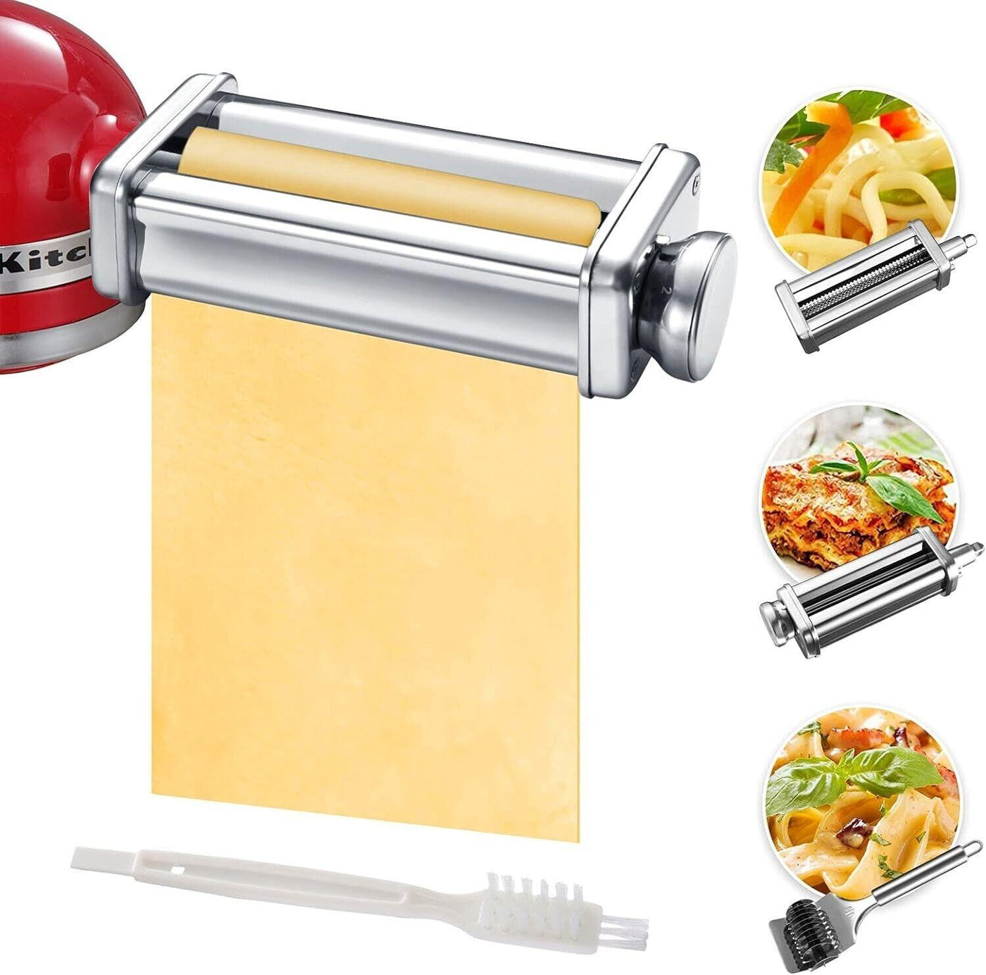 Pasta Maker Aufsatz-Set für KitchenAid, inklusive Nudelgitterrolle, Spaghetti...