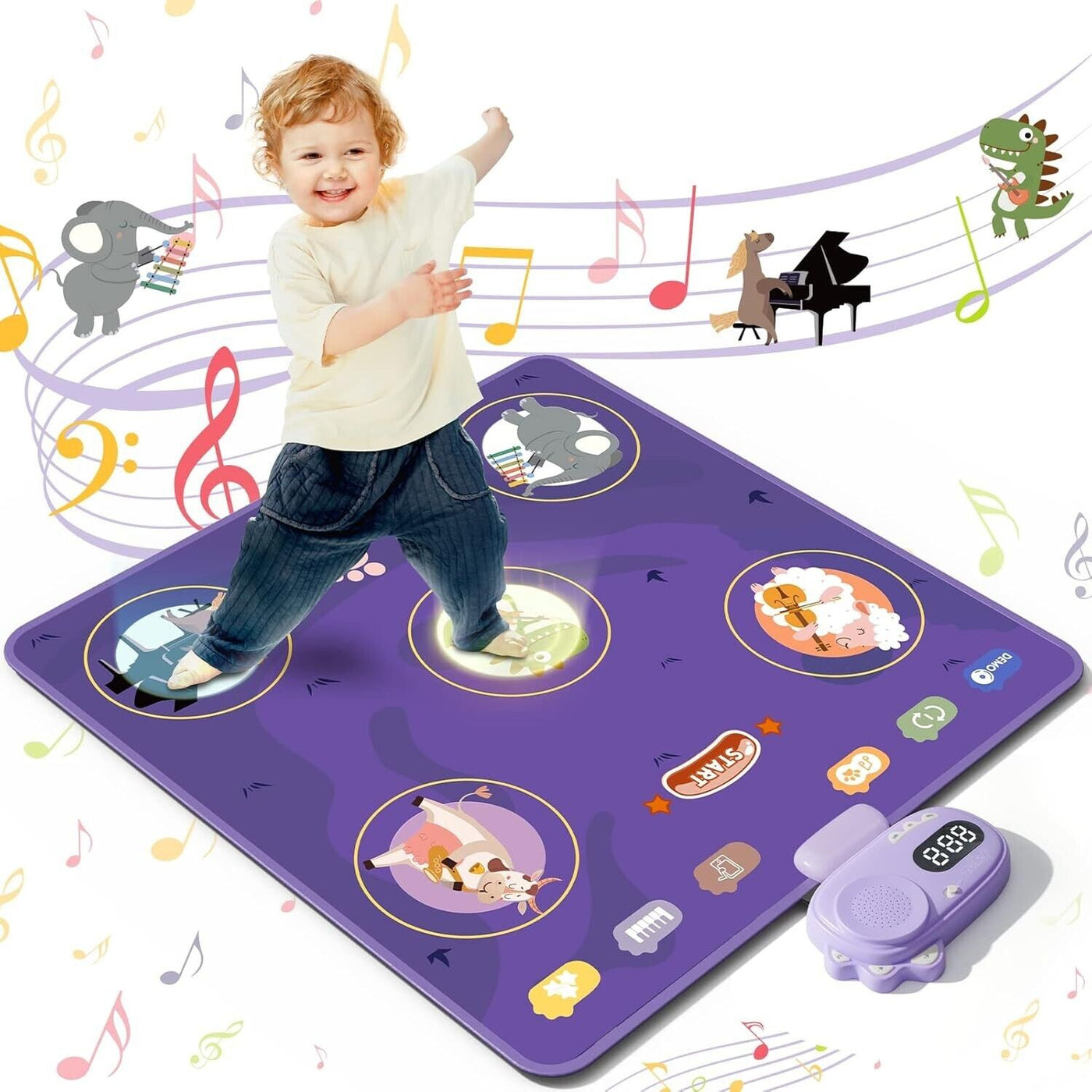 Tanzmatte Spielzeug für 3–8 Jahre Musikmatte + Musik-Player Tier-Leucht-Tanzpad