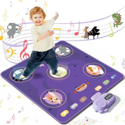 Tanzmatte Spielzeug für 3–8 Jahre Musikmatte + Musik-Player Tier-Leucht-Tanzpad