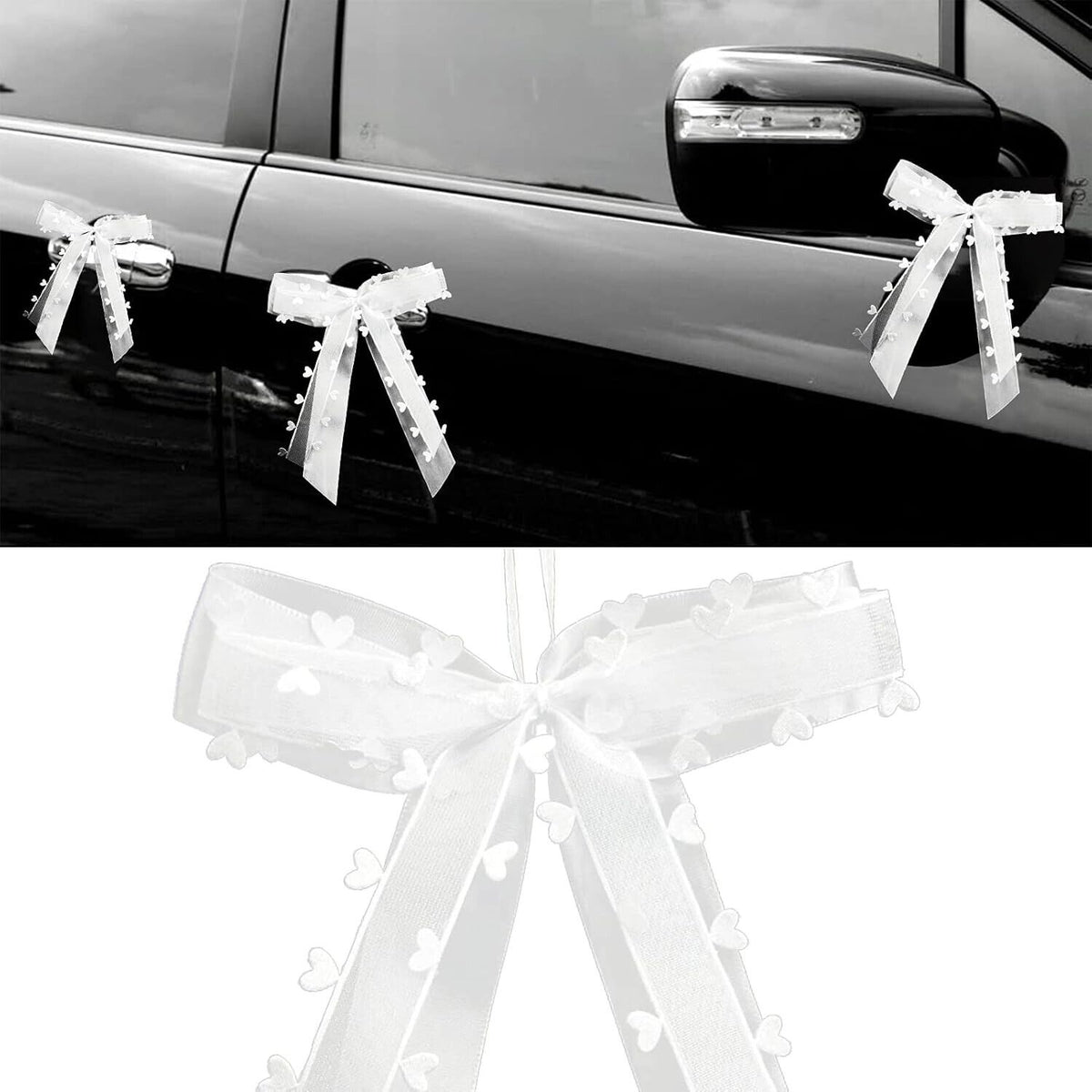 20 Stück Autoschleifen Antennenschleifen Weiß,Schleifen Hochzeit,Hochzeit Deko S