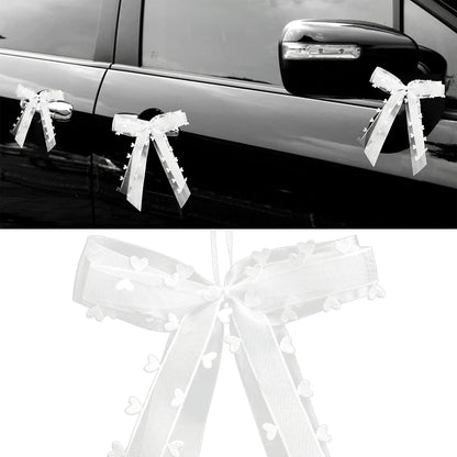 20 Stück Autoschleifen Antennenschleifen Weiß,Schleifen Hochzeit,Hochzeit Deko S