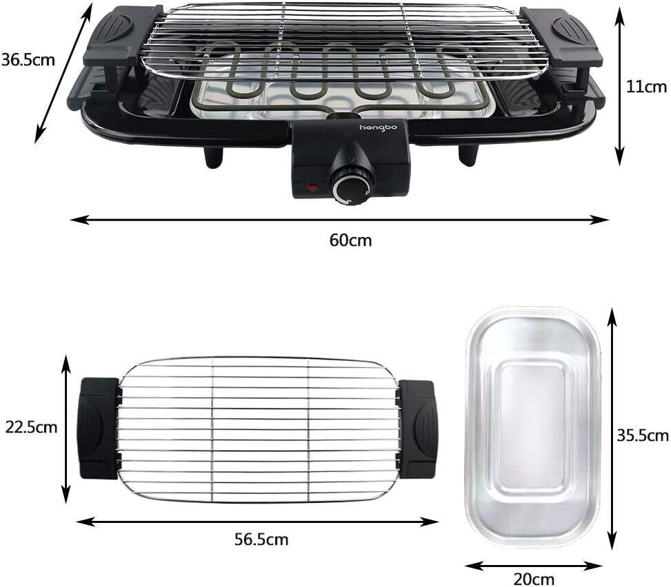 HengBO Elektrogrill Tischgrill Elektrogrill 2000W Kontaktgrill mit Thermostat