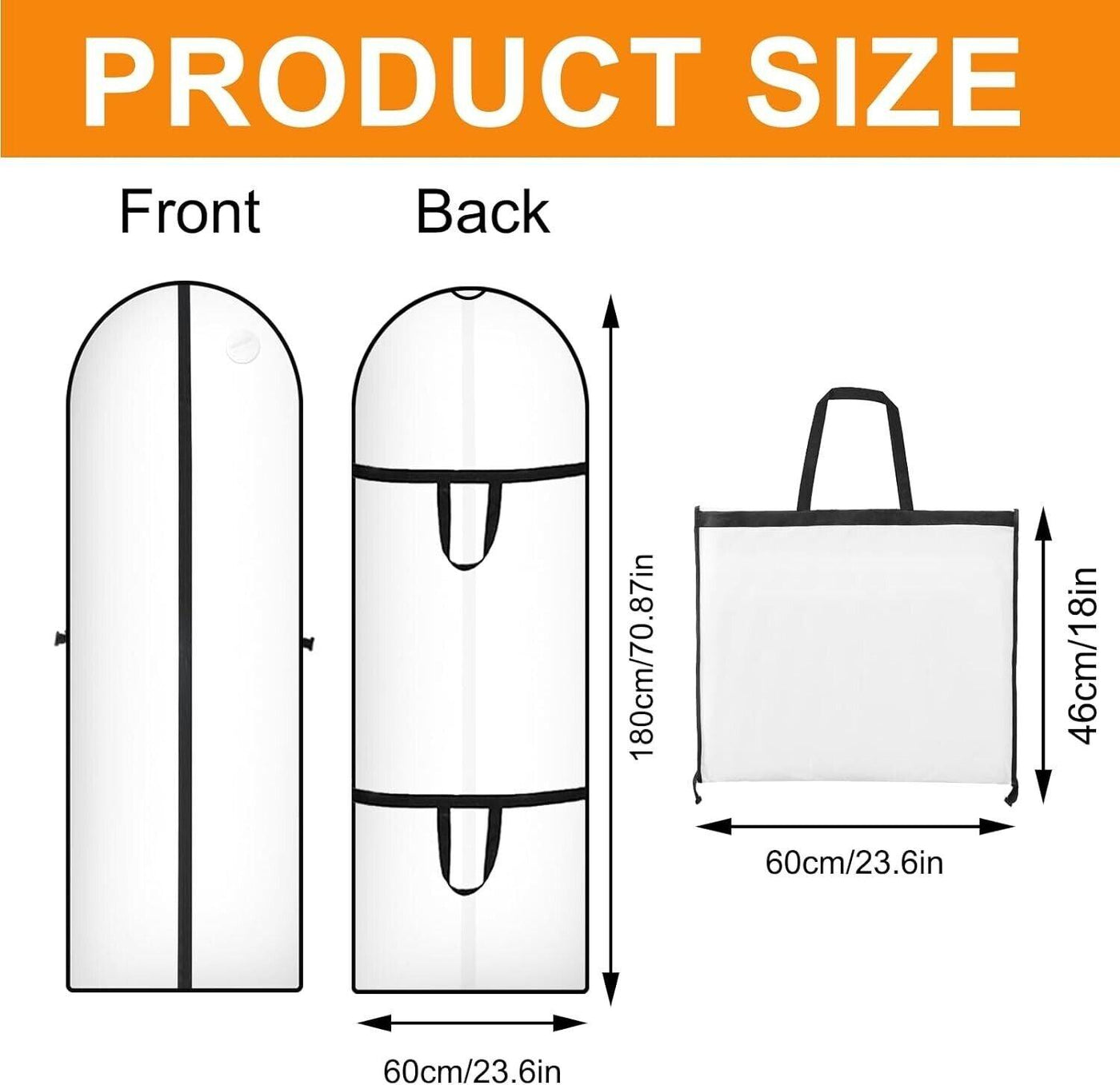 Kleidersack Lang 180x60cm Faltbare Kleidersäcke Anzug Premium Kleidersack Kleide