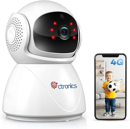ctronics 570C-4G -  LTE Überwachungskamera Innen mit SIM Karte, 1080P Kabellos