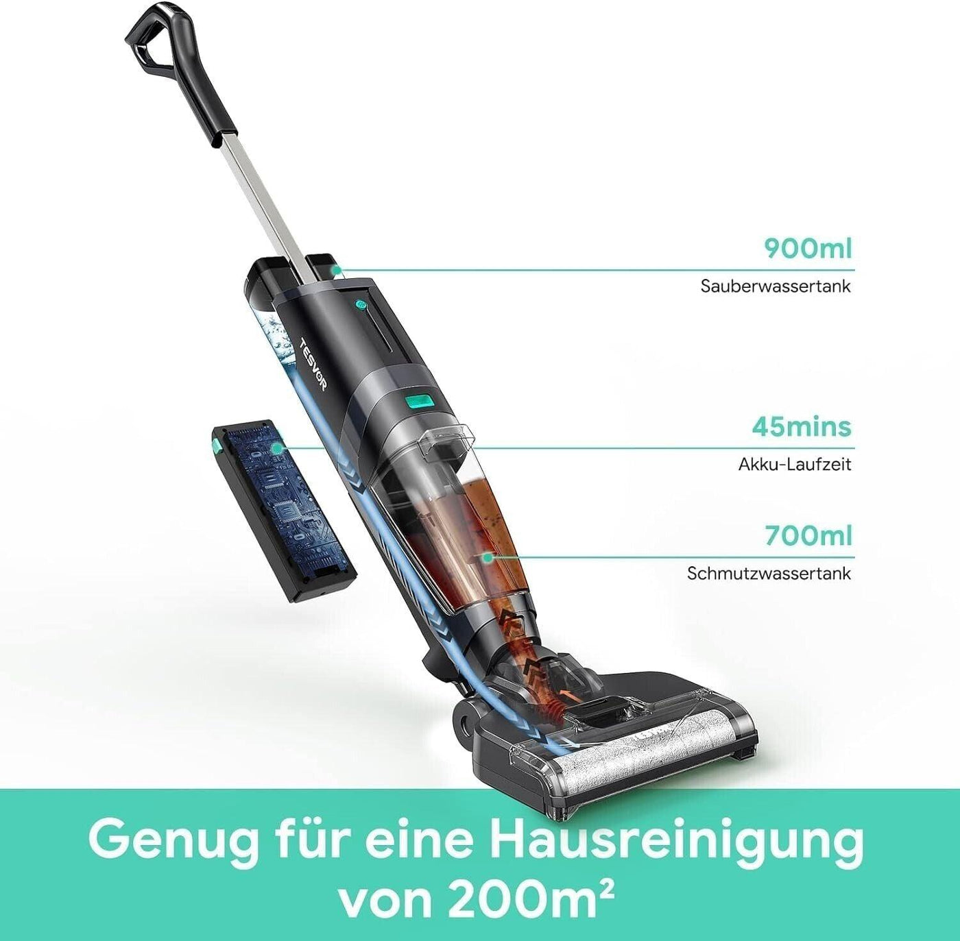 Tesvor Nass Trockensauger,3-in-1 Waschsauger,R5 Bodenreiniger kabellos,Saugwisch