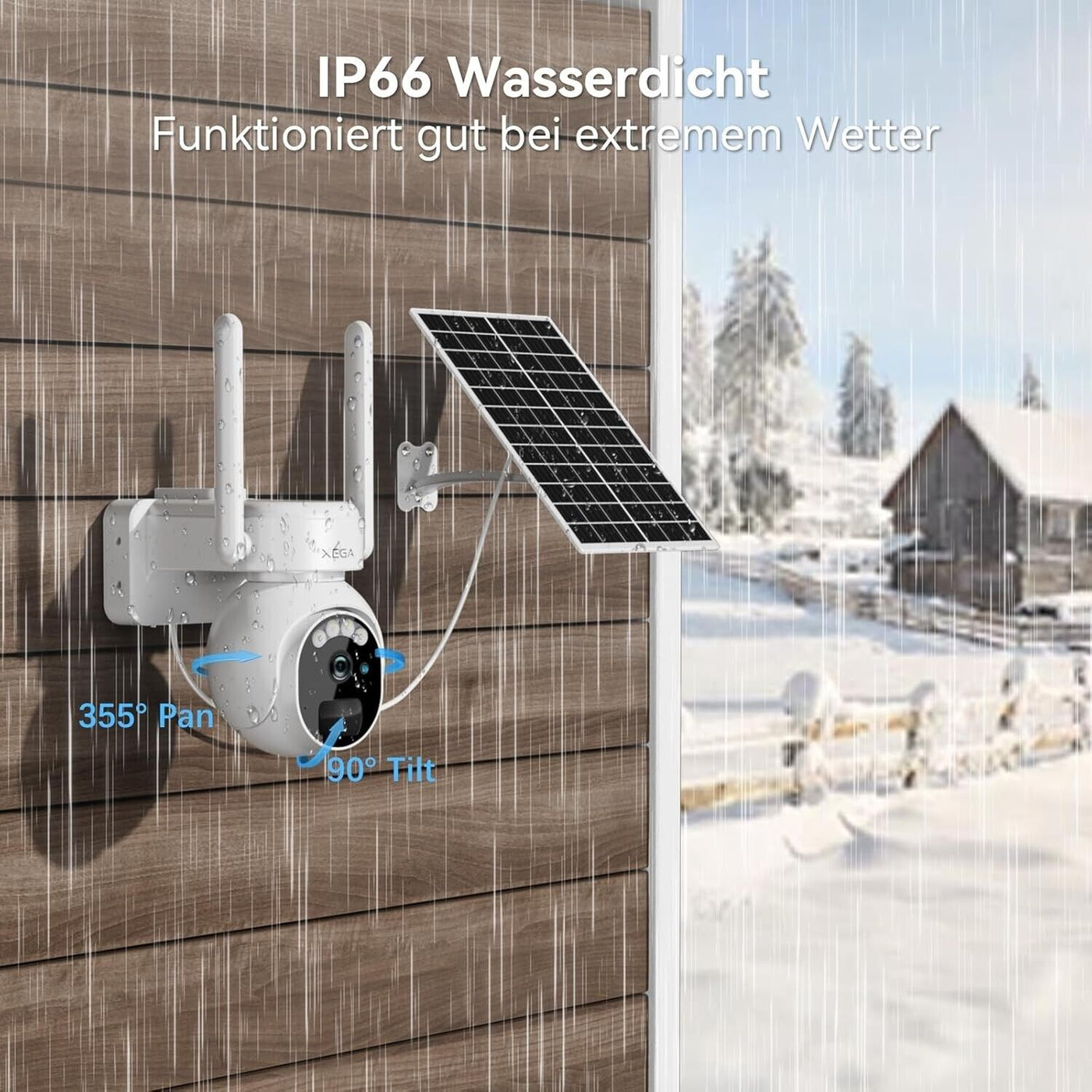 Xega XG-07 - 3G/4G LTE Überwachungskamera Aussen Solar 2K HD 3MP PTZ Kabel (D3)