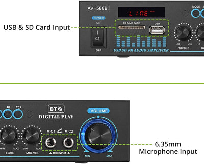LiNKFOR Audio Leistungs Stereoverstärker, Bluetooth Heim Audioverstärker